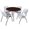 Kee Kee Round Table & Chair Set, Wood, Metal, Plastic Top, Mahogany TB36RNDMHBPCM47GY - alternate 1